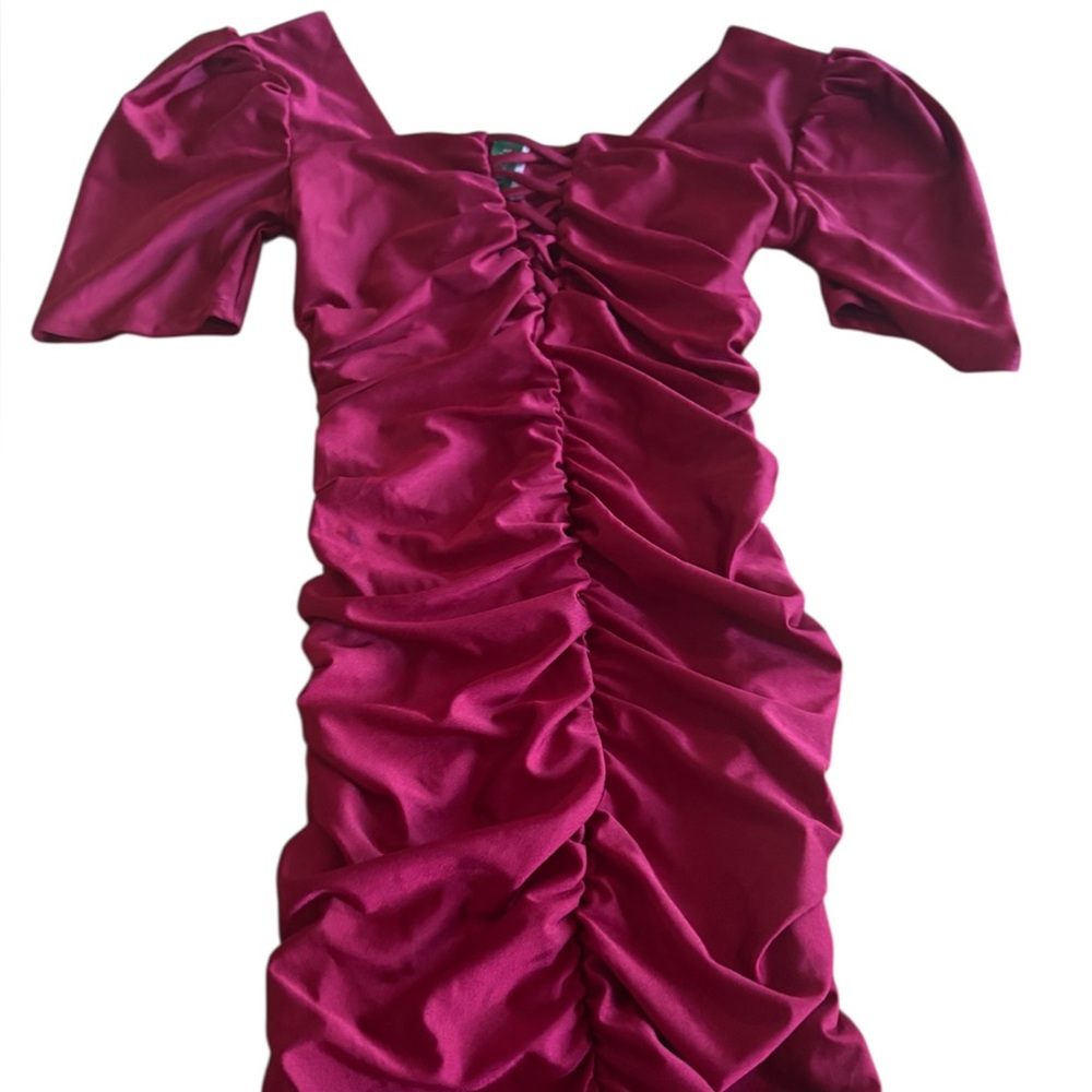 Chic Asymmetrical Ruched Dress in Rich Burgundy
